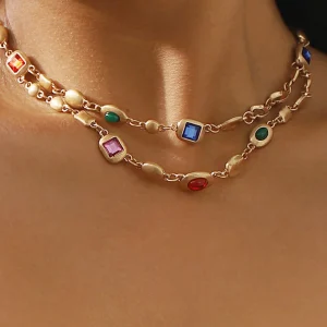 Collier de perles colorées à double couche