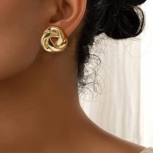 Boucles d'oreilles à tige en forme de nœud torsadé en or