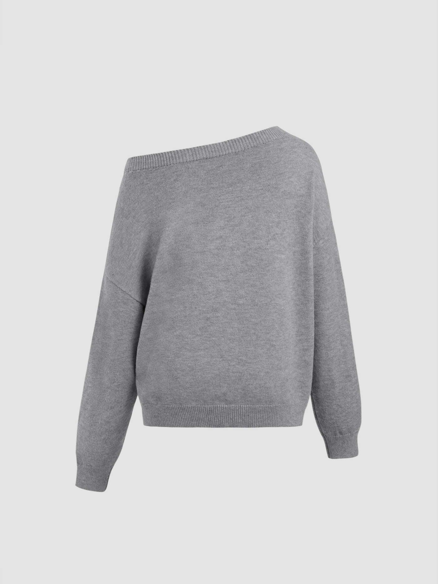 Pull oversize en tricot à col asymétrique – Image 2