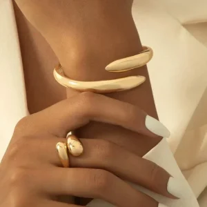 Ensemble bracelet et bague géométrique moderne