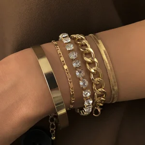 Bracelet chaîne serpent strass rétro tendance 5 pièces