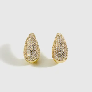 Boucles d'oreilles à tige en cuivre et zircons de style élégant