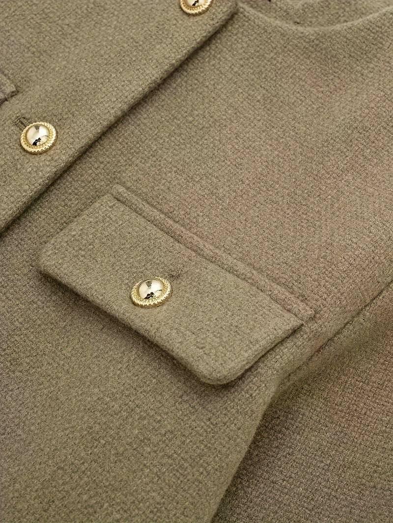 Cardigan vert olive de style classique – Image 6