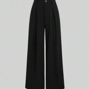 Pantalon large noir taille haute