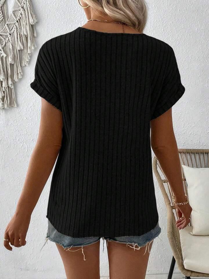 Haut boutonné à col en V en mélange de cachemire essentiel au quotidien – Image 7