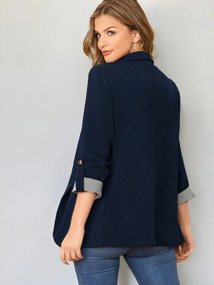 Blazer à col cranté et manches retroussées – Image 2