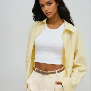 Chemise à manches longues unie avec col en coton