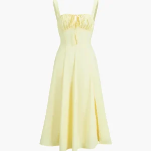 Robe mi-longue à lacets et bretelles longues