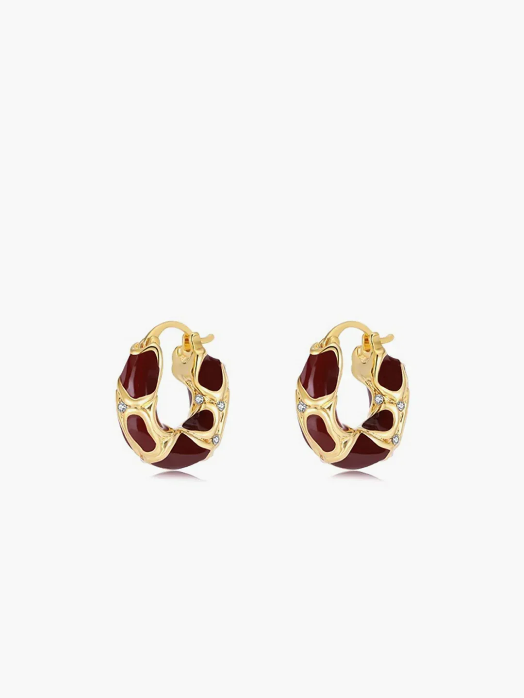 Boucles d'oreilles créoles épaisses à cadre doré – Image 2