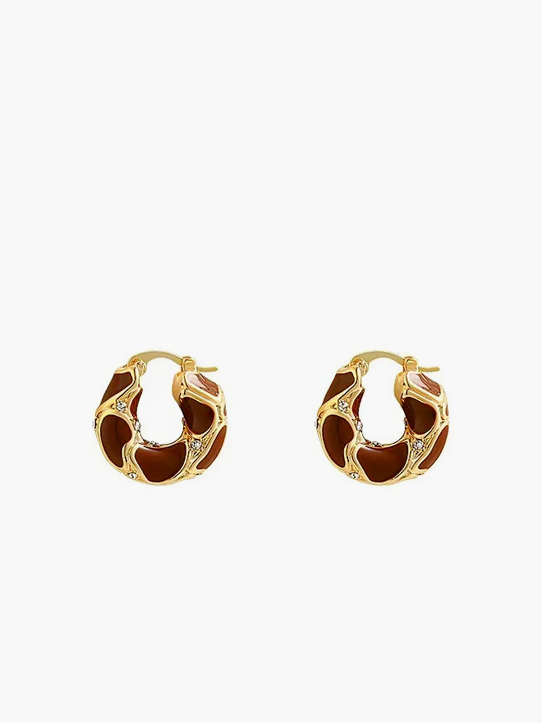 Boucles d'oreilles créoles épaisses à cadre doré – Image 3