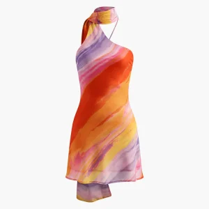 Robe courte semi-transparente dos nu tie dye