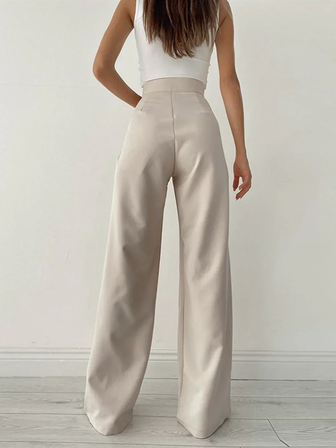 Pantalon ample taille haute de style élégant – Image 3