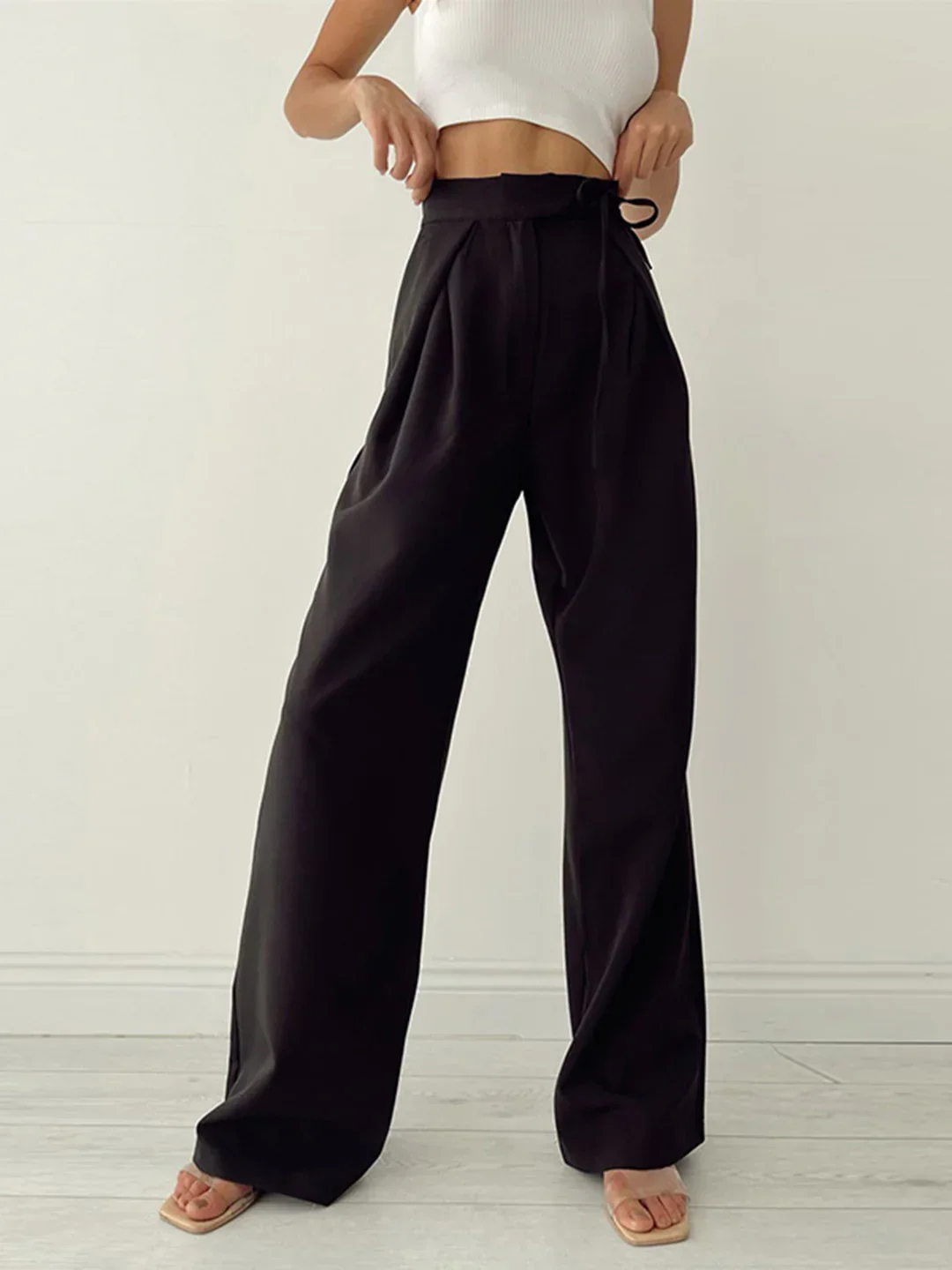 Pantalon ample taille haute de style élégant – Image 6