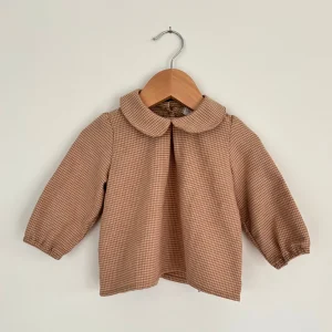 Blouse bébé pied de poule - Caramel