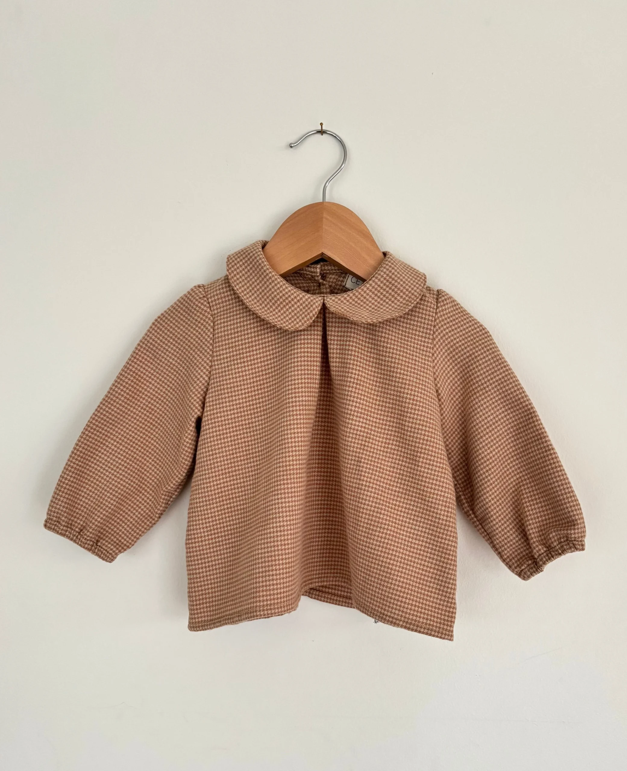 Blouse bébé pied de poule - Caramel