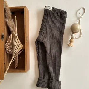 Pantalon à cote brun olive - tricoté en France