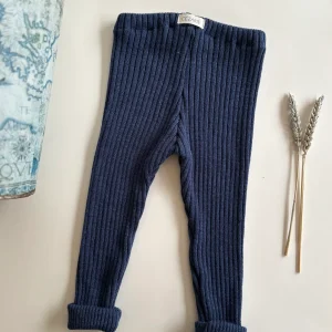 Pantalon à côté Bleu de prusse - tricoté en France