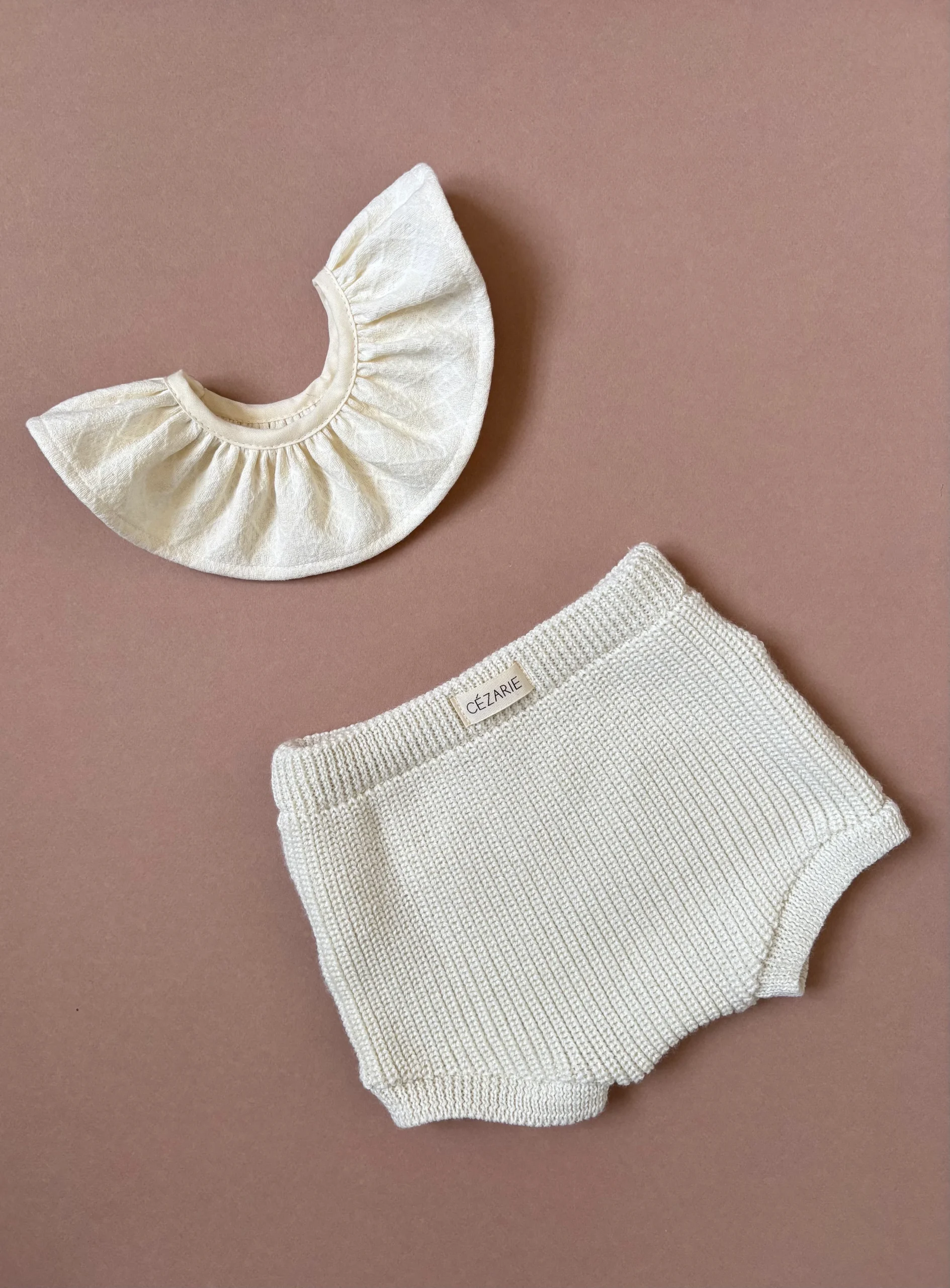 Bloomer maille côte perlée - Ecru - tricoté en France