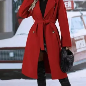 Trench-coat croisé à revers assorti