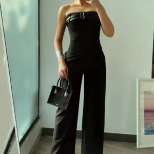 Combinaison pantalon à doubles ceintures et poches