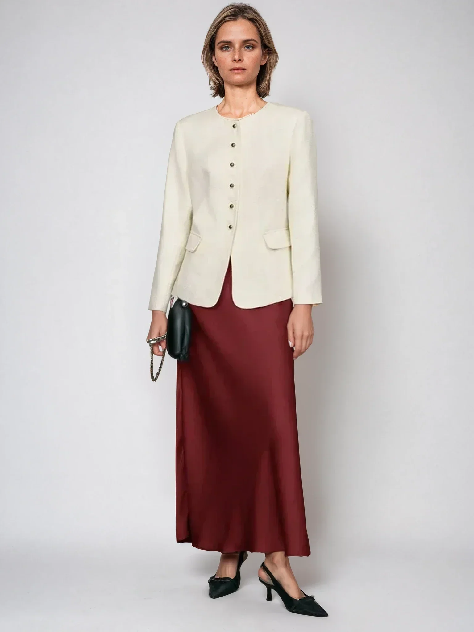 Jupe nuisette minimaliste en satin – Image 8