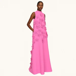 Robe Fuchsia Sculptée – Coupe Élégante & Motifs Floraux Chic