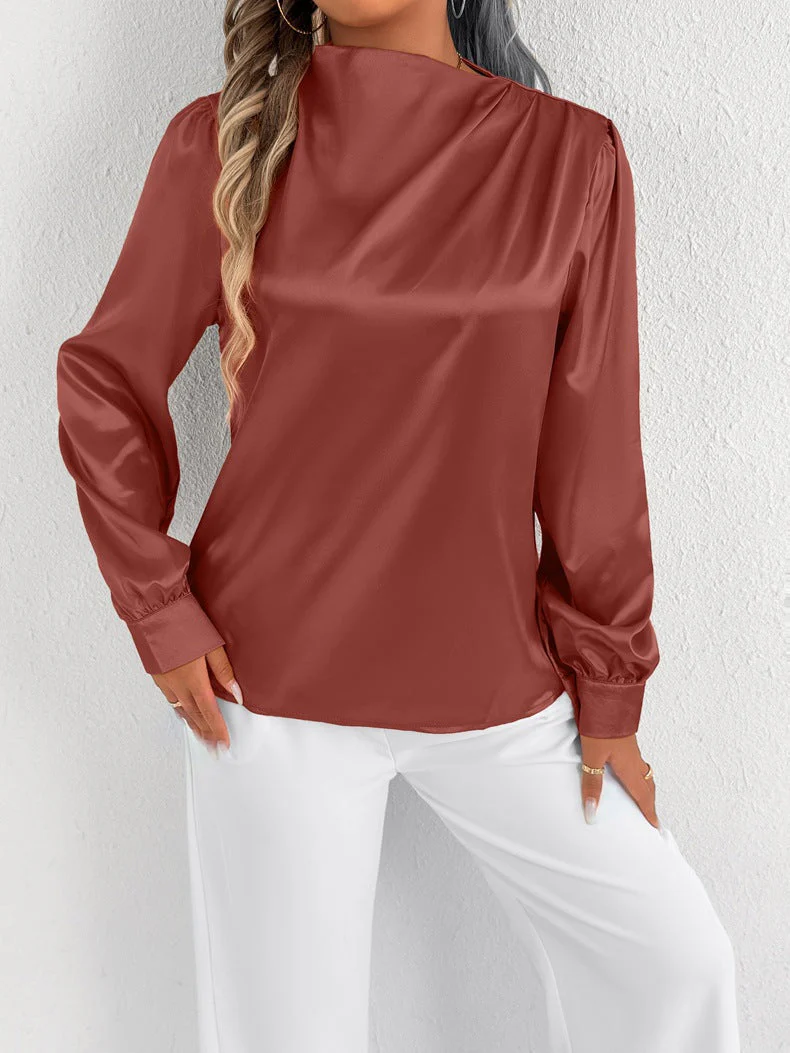 Elvira - Blouse élégante à col montant et manches longues – Image 4