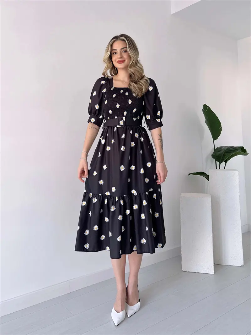 Catherine - Robe florale féminine à manches bouffantes – Image 2