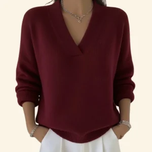 Pull femme col V doux | Élégant & confortable