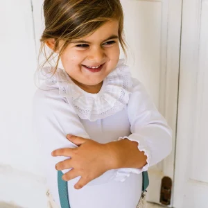 Petit haut SCARLETT Blanc - col dentelle - manches longues