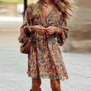 Lottie - Robe midi décontractée à col en V