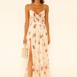 Robe Longue Fleurie – Bretelles Fines & Élégance Bohème