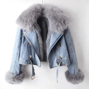 Veste en Jean avec Fausse Fourrure | Glamour & Audacieuse | Coupe Courte