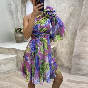 Rebecca - Robe sexy à épaules dénudées imprimée de fleurs