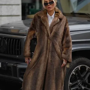 Manteau Long en Fausse Fourrure | Élégant et Chaud | Luxe Hivernal