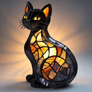 Chat de Minuit Lumineux – lampe décorative design originale – 17,5 × 17 cm