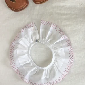 Col broderie anglaise festonné vieux rose