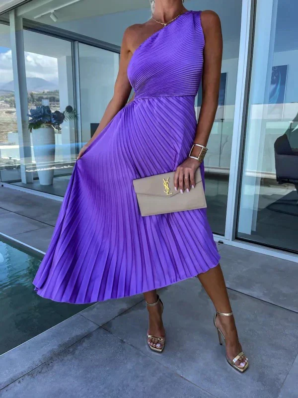 Alice - Robe élégante avec épaules inclinées et plis – Image 8