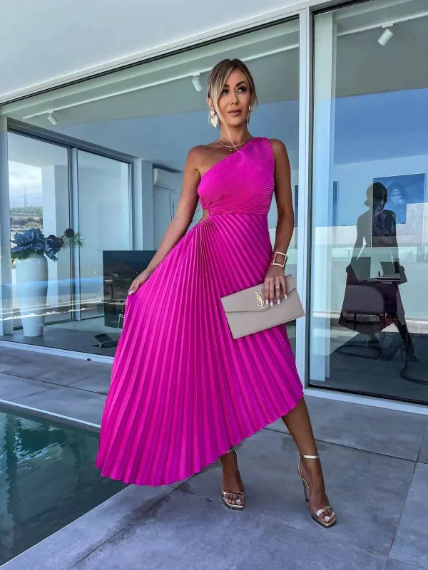 Alice - Robe élégante avec épaules inclinées et plis – Image 4