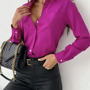 Elaine - Haut élégant à manches longues avec bouton sur le devant