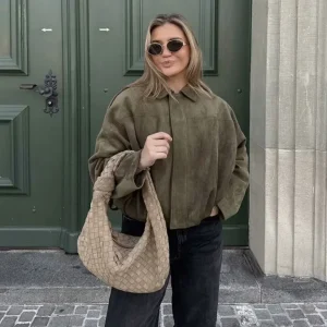 Veste Oversize Style Suède Pour Femmes – Manteau Décontracté Automne/Hiver Avec Poches