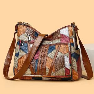 Sac à main en cuir patchwork artisanal – Design mosaïque élégant et unique