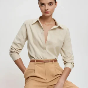 Chemise intemporelle à boutons et col, manches longues