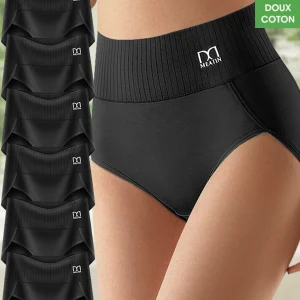 Lot de 6 culottes taille haute gainantes – Confort respirant et maintien doux