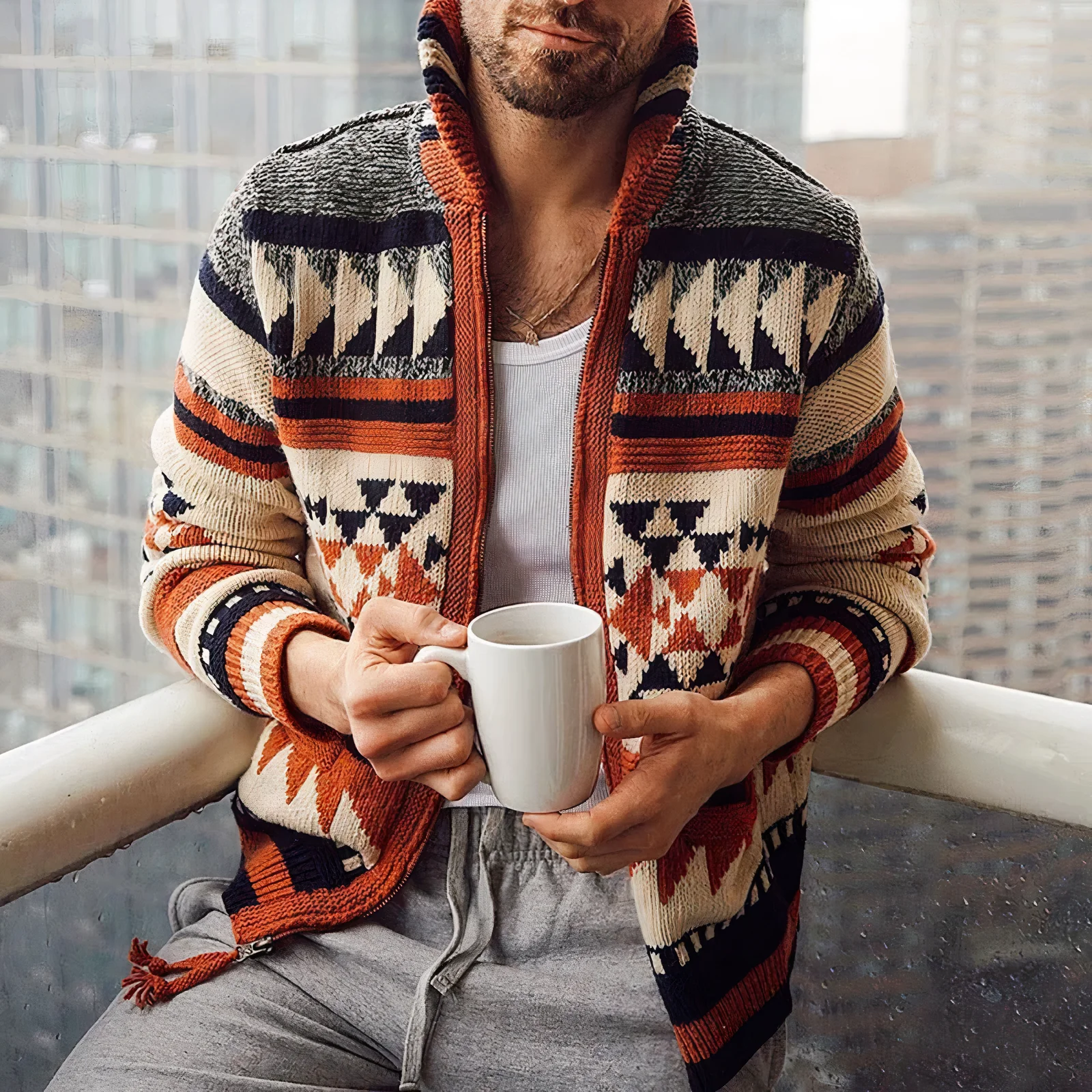 Cardigan en maille jacquard pour homme - Virgil