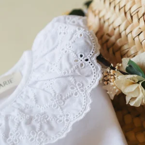 Body bébé ROSIE col broderie anglaise - Blanc - Manches courtes