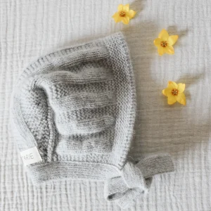 Béguin avec de la  laine YSEE - Gris - tricoté en France