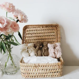 Chausson point mousse - Rose dragée - tricoté en France