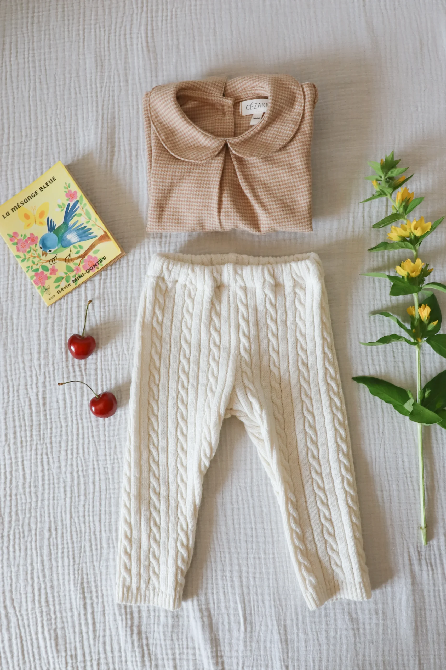 Pantalon en maille torsadée - Ecru - tricoté en France – Image 3