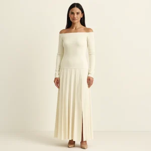 Robe Longue Épaules Dénudées Fendue – Chic & Élégance Glamour